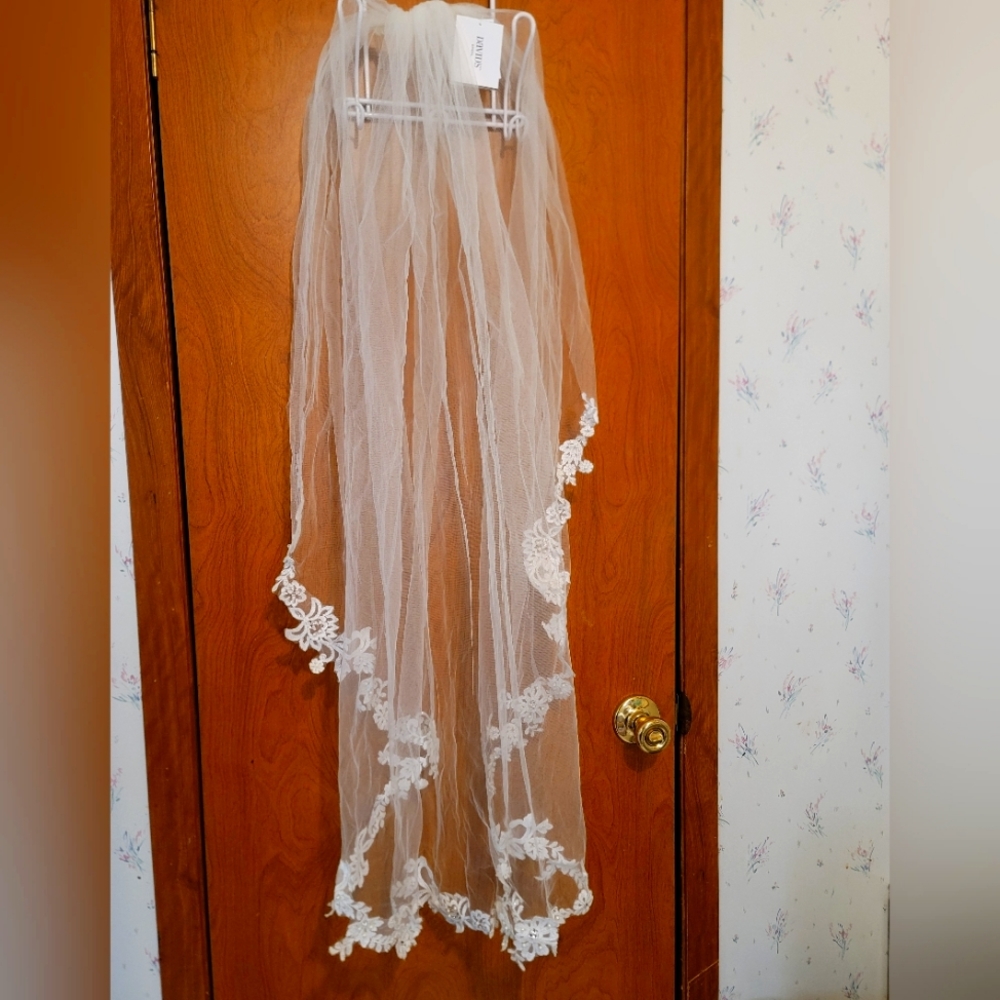 David's Bridal veil and belt